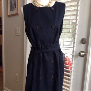 J Crew Linen Trench Dress in Navy
